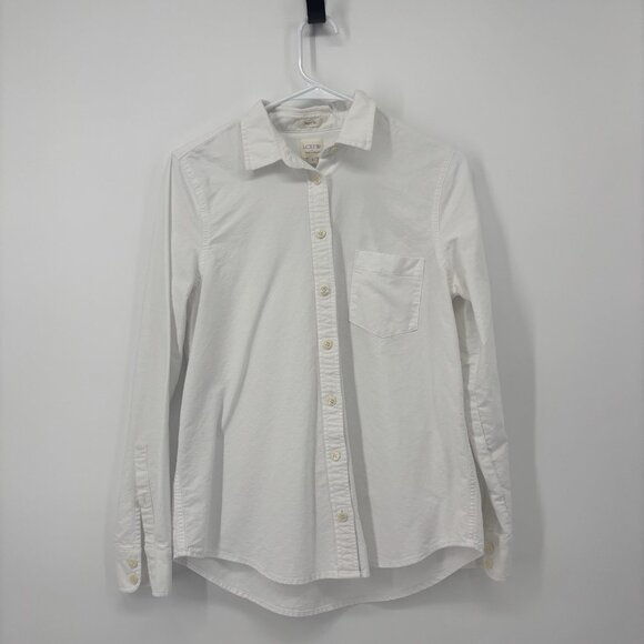 J. Crew White Long Sleeve Button Up Shirt Womens Size Small Cotton Preppy - Picture 1 of 8